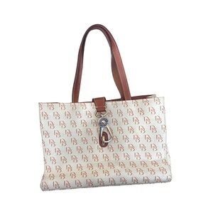 130 - Dooney & Bourke Cream and Brown Monogram Tote